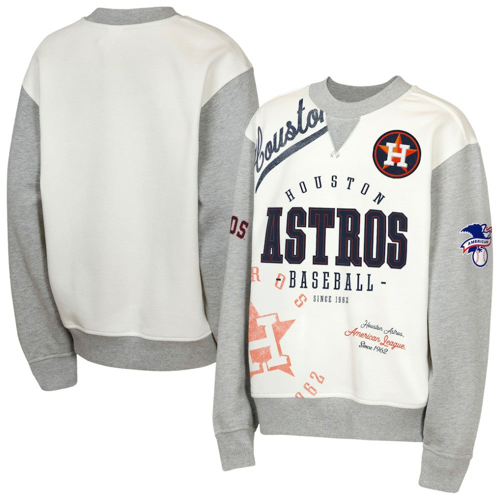 Houston Astros Outerstuff Youth Big League Power Hit Fleece Sweatshirt Cream/Gray