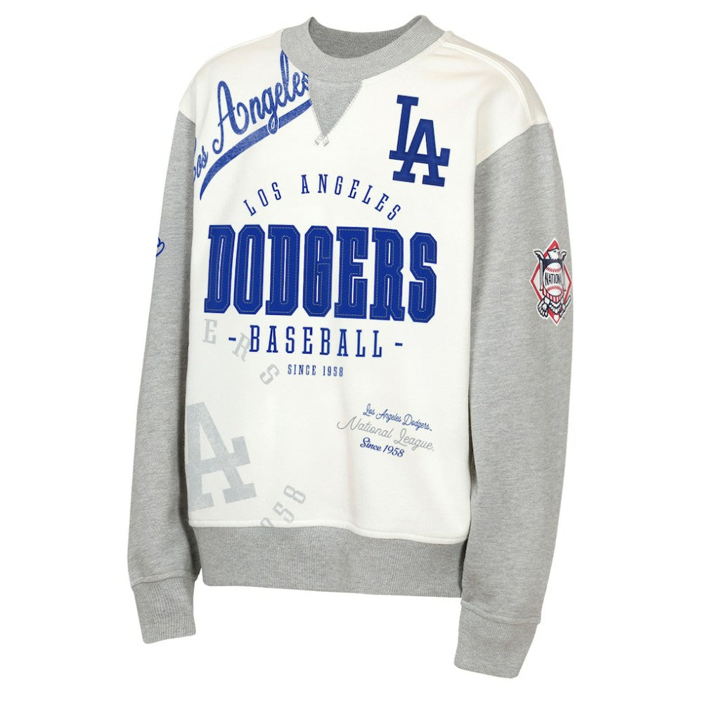 Los Angeles Dodgers Outerstuff Youth Big League Power Hit Fleece Sweatshirt Cream/Gray