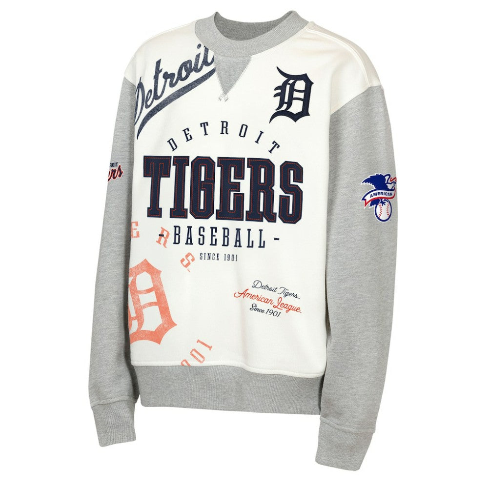 Detroit Tigers Outerstuff Youth Big League Power Hit Fleece Sweatshirt Cream/Gray
