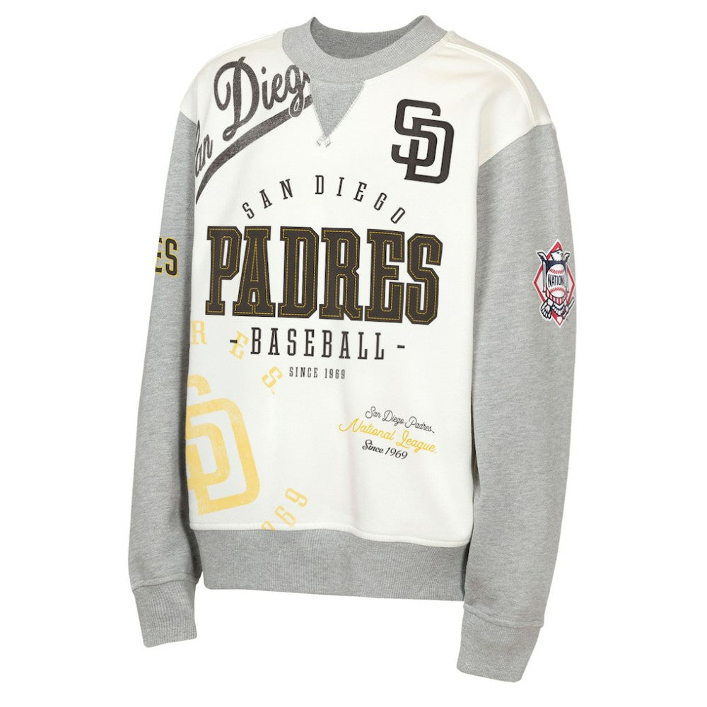 San Diego Padres Outerstuff Youth Big League Power Hit Fleece Sweatshirt Cream/Gray