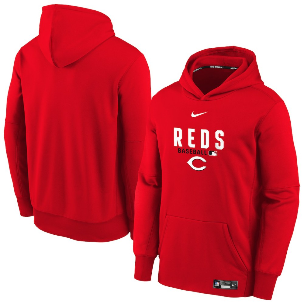 Cincinnati Reds Youth Authentic Collection Therma-FIT Hoodie Red