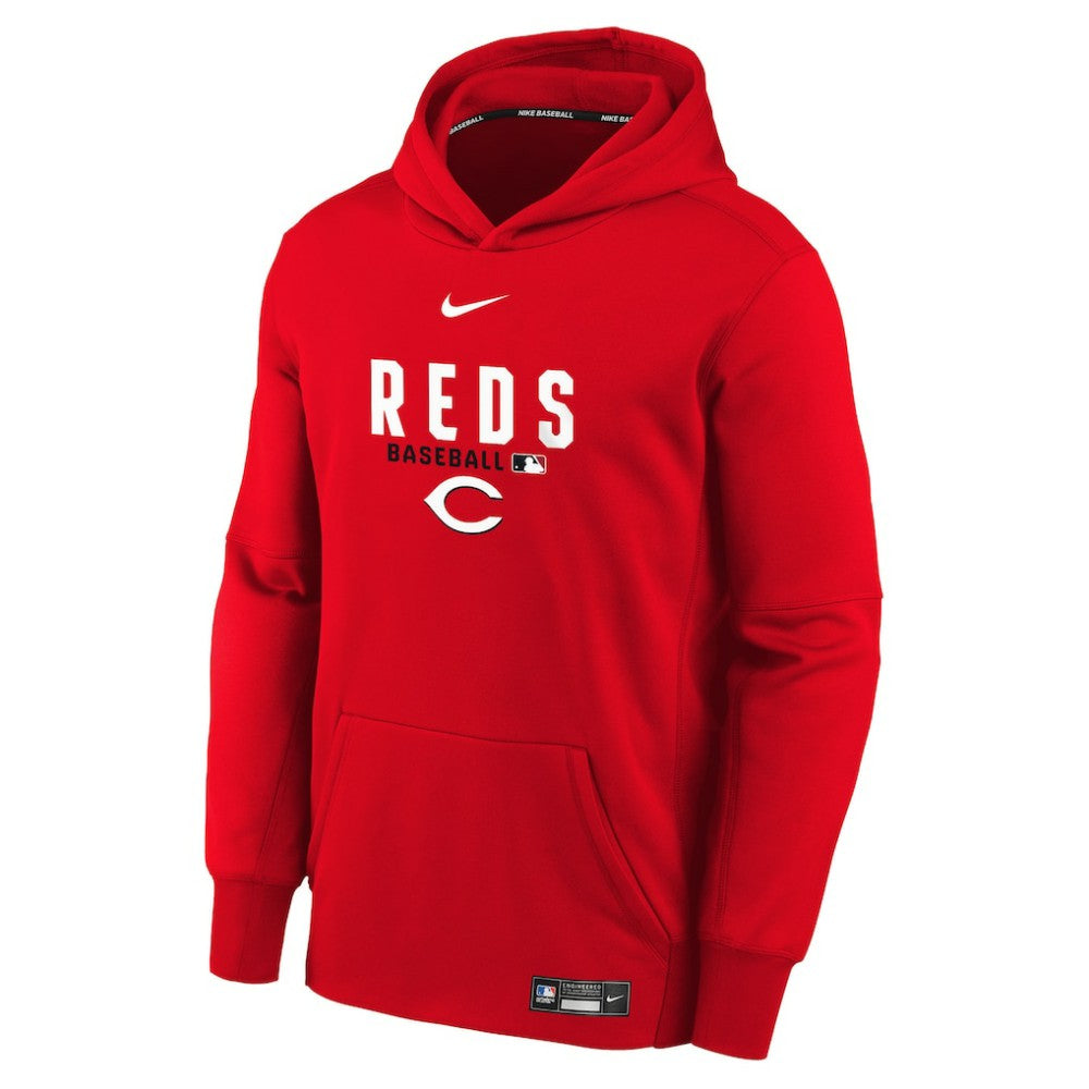 Cincinnati Reds Youth Authentic Collection Therma-FIT Hoodie Red