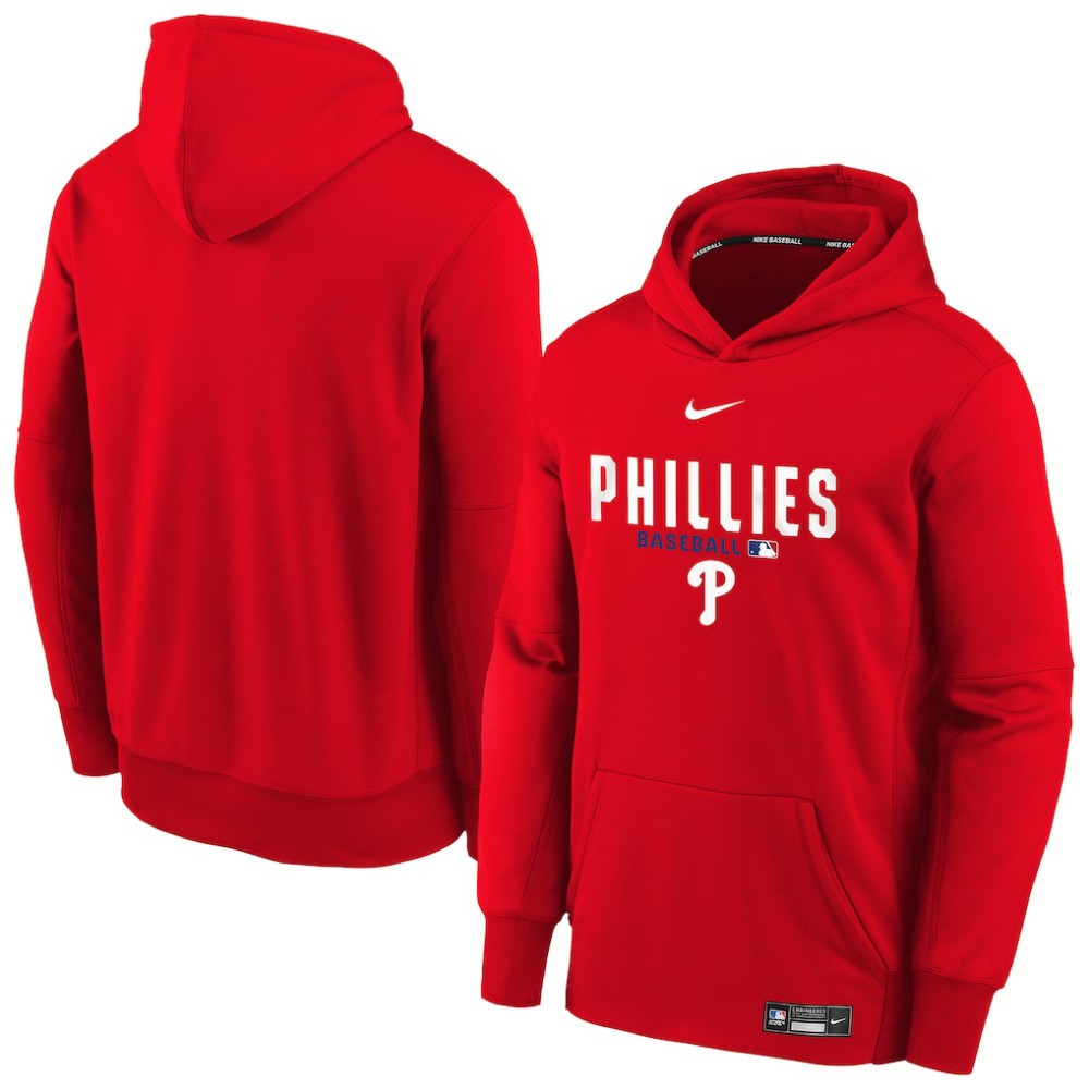Philadelphia Phillies Youth Authentic Collection Therma-FIT Hoodie Red
