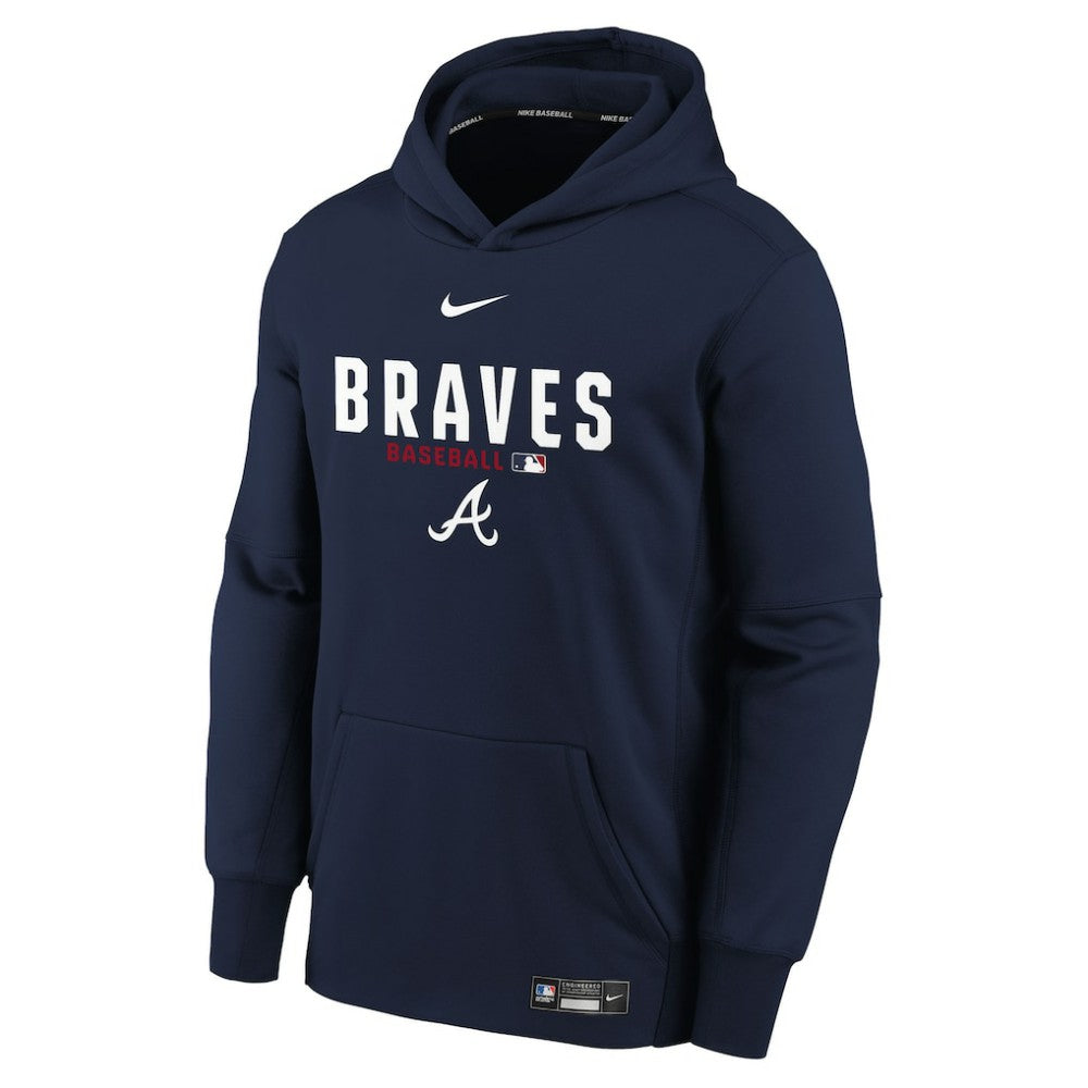 Atlanta Braves Youth Authentic Collection Therma-FIT Hoodie Navy