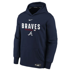 Atlanta Braves Youth Authentic Collection Therma-FIT Hoodie Navy