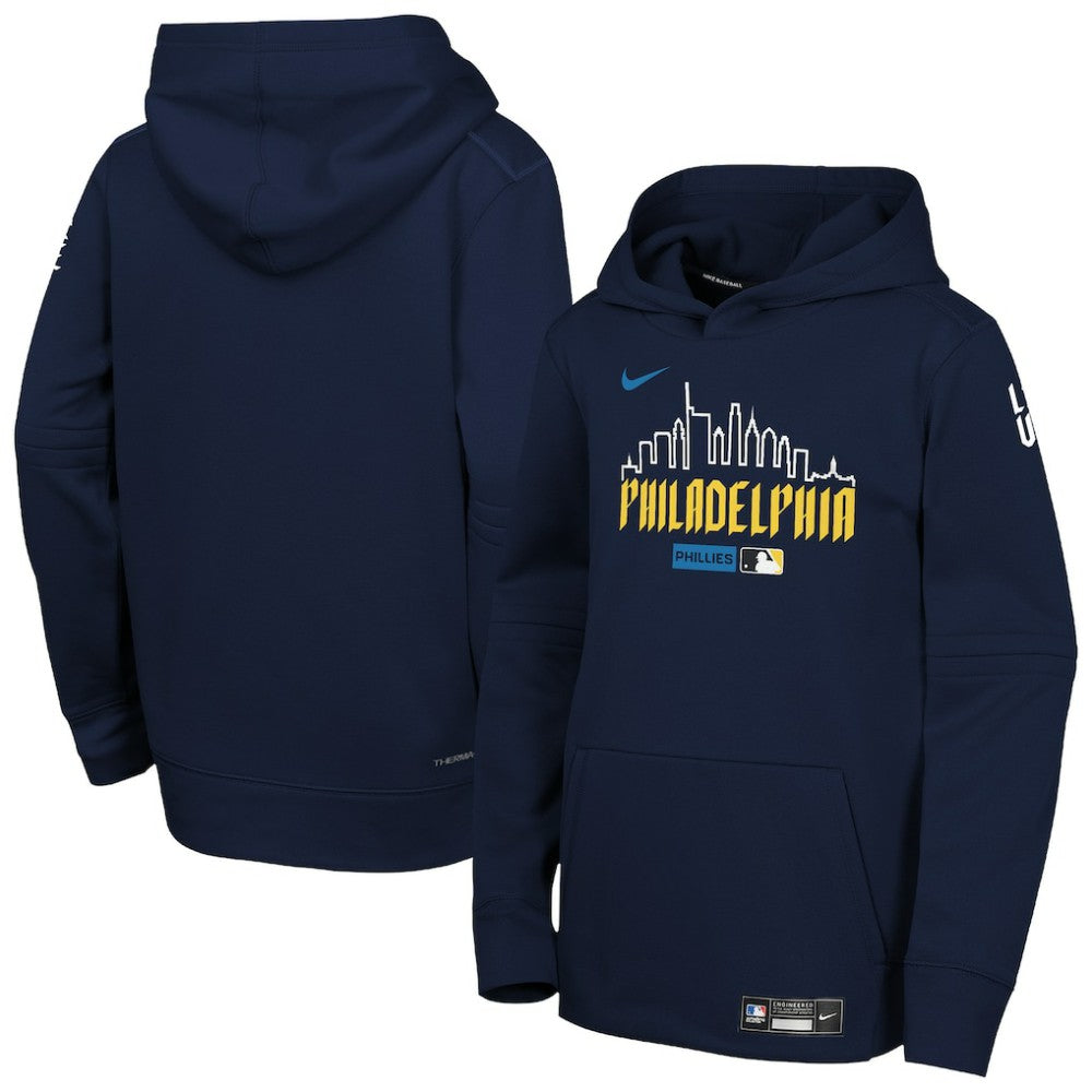 Philadelphia Phillies Youth Authentic Collection City Connect Therma-FIT Hoodie Navy