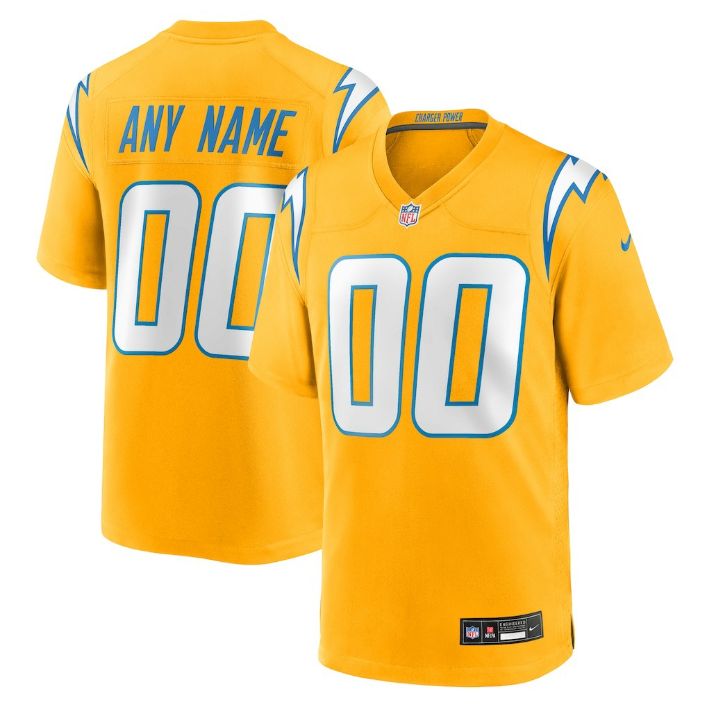 Los Angeles Chargers Alternate Charger Power Game Custom Jersey - Gold outlet