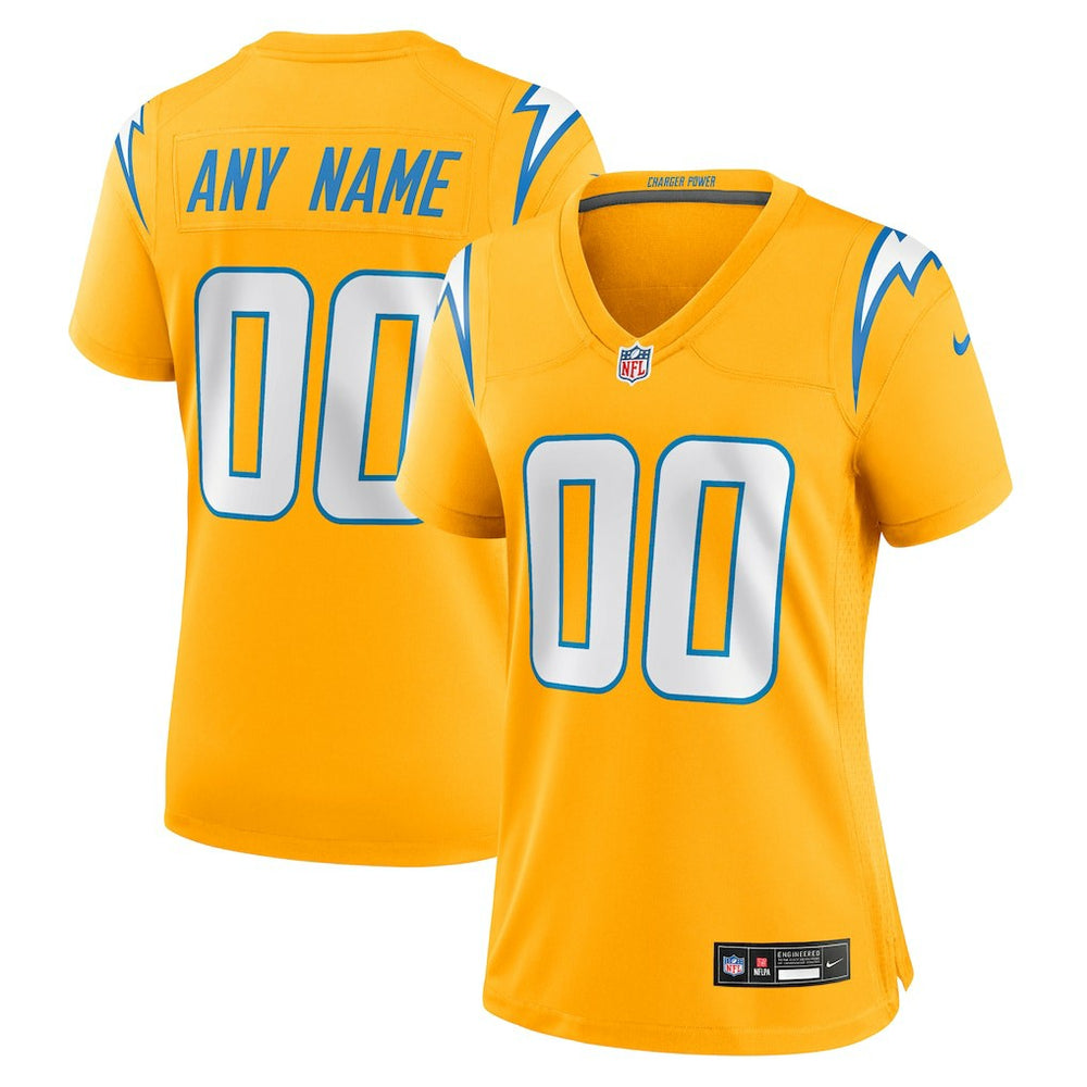 Los Angeles Chargers Women's Alternate Charger Power Game Custom Jersey - Gold sale