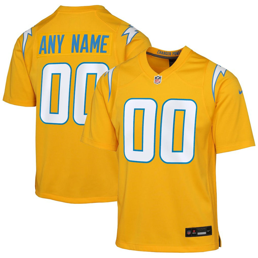 Los Angeles Chargers Youth Alternate Charger Power Game Custom Jersey - Gold discount