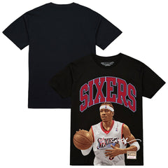 Allen Iverson Philadelphia 76ers Hardwood Classics Player Arch T-Shirt - Black on sale