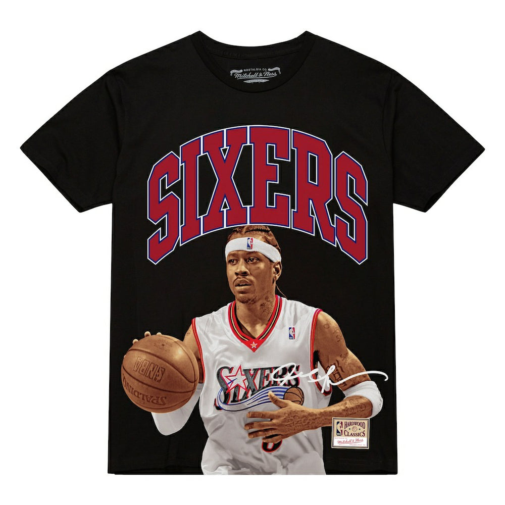Allen Iverson Philadelphia 76ers Hardwood Classics Player Arch T-Shirt - Black on sale