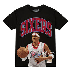 Allen Iverson Philadelphia 76ers Hardwood Classics Player Arch T-Shirt - Black on sale