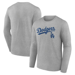 Los Angeles Dodgers Team Lockup Long Sleeve T-Shirt Gray