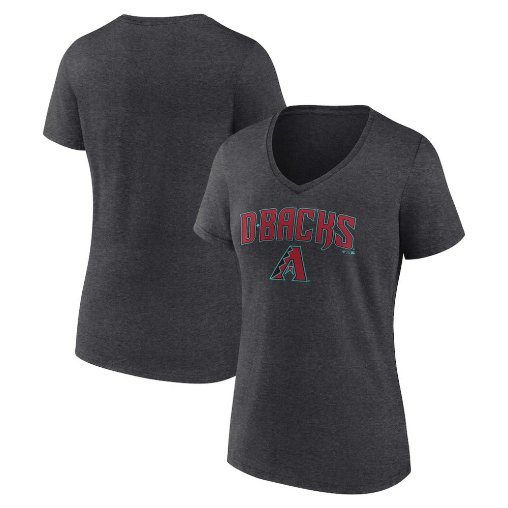 Arizona Diamondbacks Women's Team Lockup V-Neck T-Shirt Charcoal