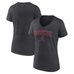 Arizona Diamondbacks Women's Team Lockup V-Neck T-Shirt Charcoal