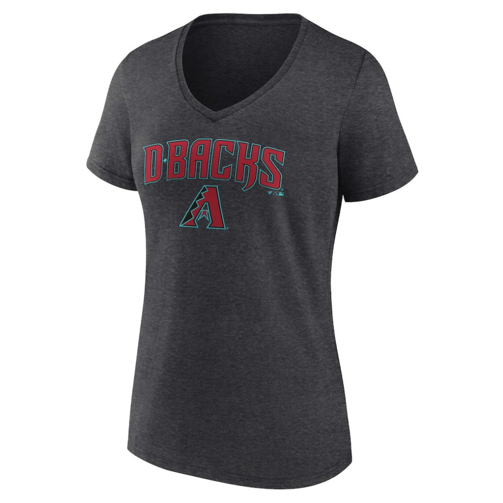Arizona Diamondbacks Women's Team Lockup V-Neck T-Shirt Charcoal