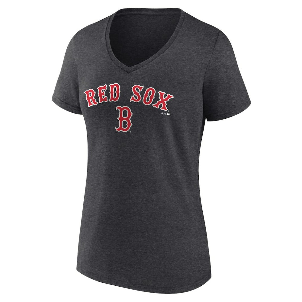 Boston Red Sox Women's Team Lockup V-Neck T-Shirt Charcoal
