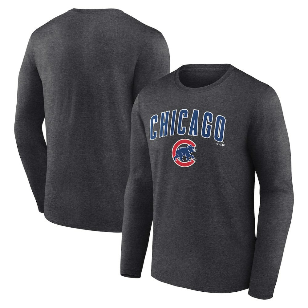 Chicago Cubs Team Lockup Long Sleeve T-Shirt Charcoal
