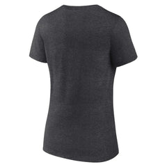 Chicago Cubs Women's Team Lockup V-Neck T-Shirt Charcoal