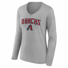 Arizona Diamondbacks Women's Team Lockup Long Sleeve V-Neck T-Shirt Gray
