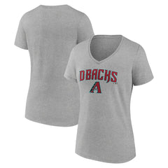 Arizona Diamondbacks Women's Team Lockup V-Neck T-Shirt Gray