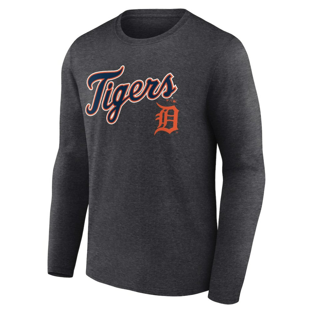 Detroit Tigers Team Lockup Long Sleeve T-Shirt Charcoal