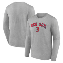 Boston Red Sox Team Lockup Long Sleeve T-Shirt Gray