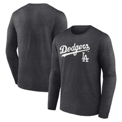 Los Angeles Dodgers Team Lockup Long Sleeve T-Shirt Charcoal