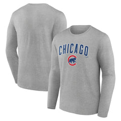 Chicago Cubs Team Lockup Long Sleeve T-Shirt Gray