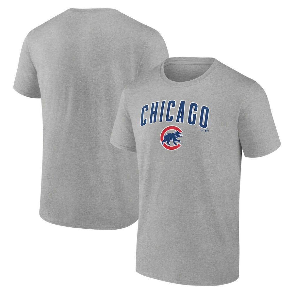 Chicago Cubs Team Lockup T-Shirt Heather Gray