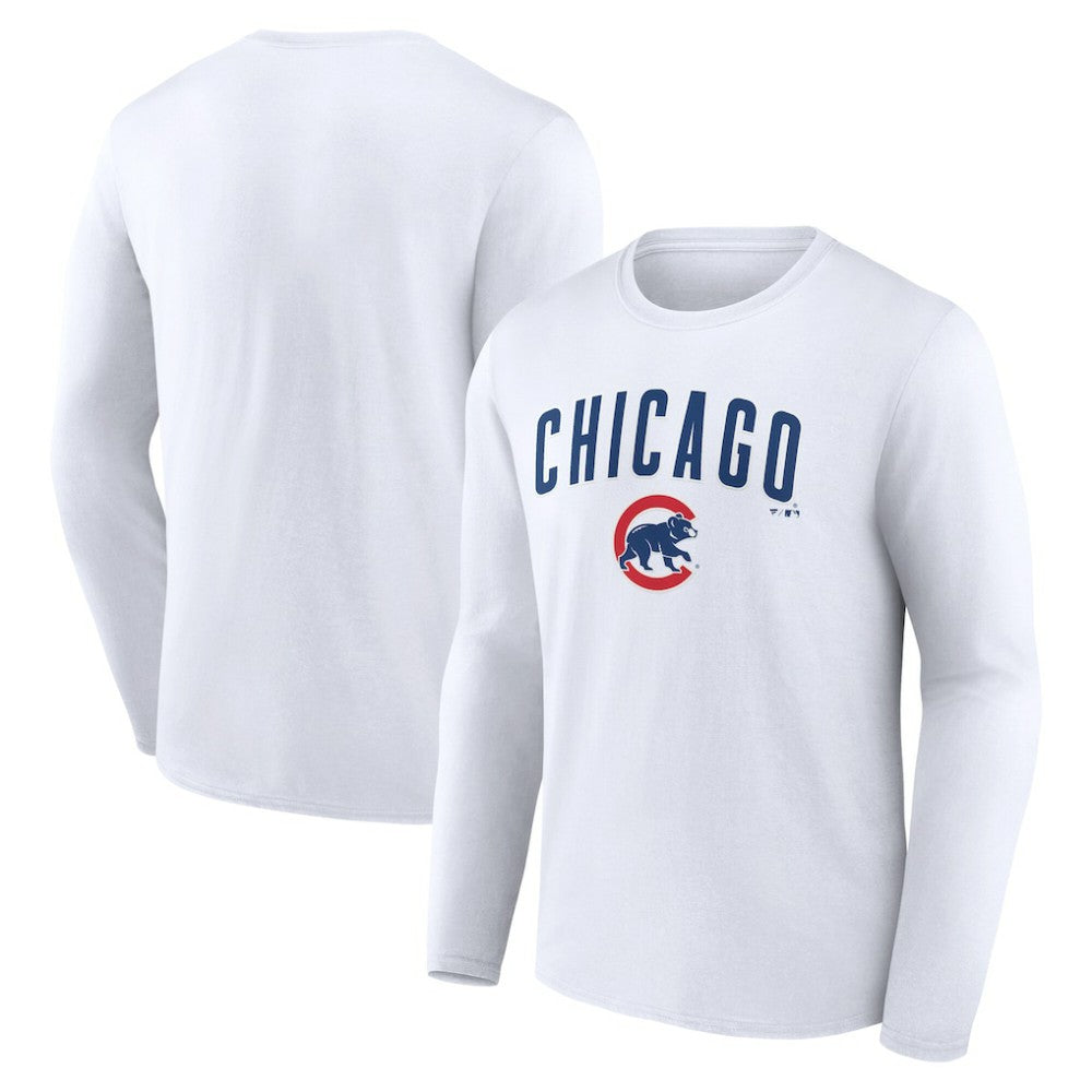 Chicago Cubs Team Lockup Long Sleeve T-Shirt White