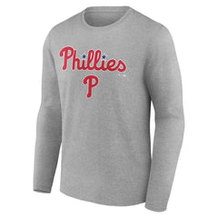 Philadelphia Phillies Team Lockup Long Sleeve T-Shirt Gray