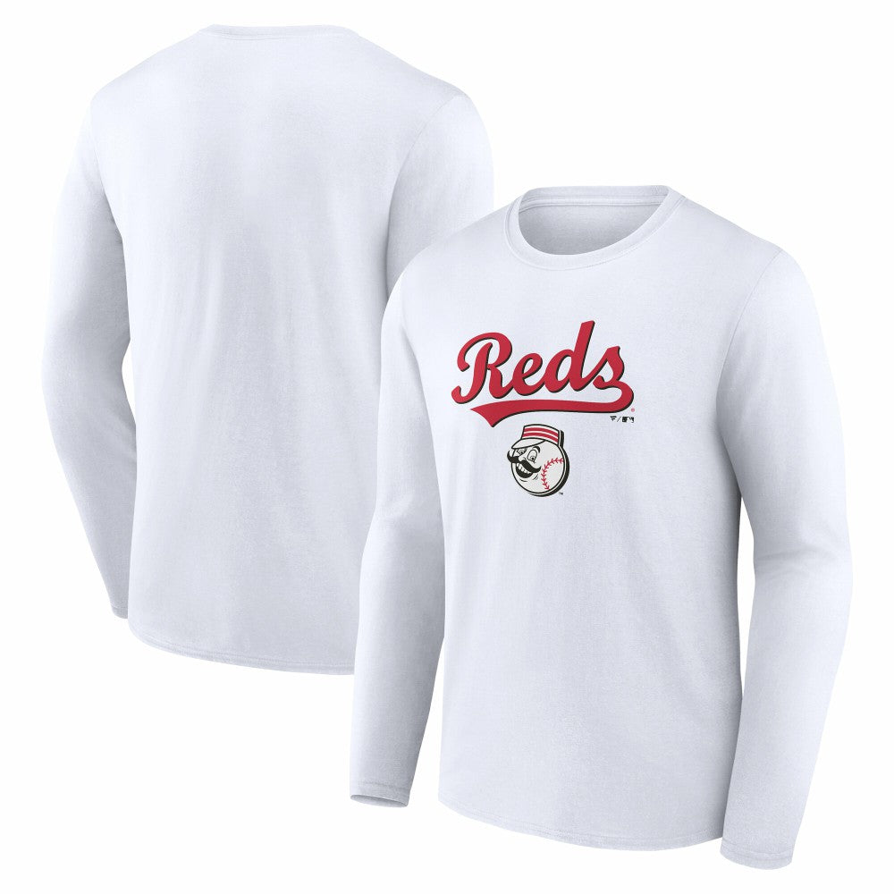 Cincinnati Reds Team Lockup Long Sleeve T-Shirt White