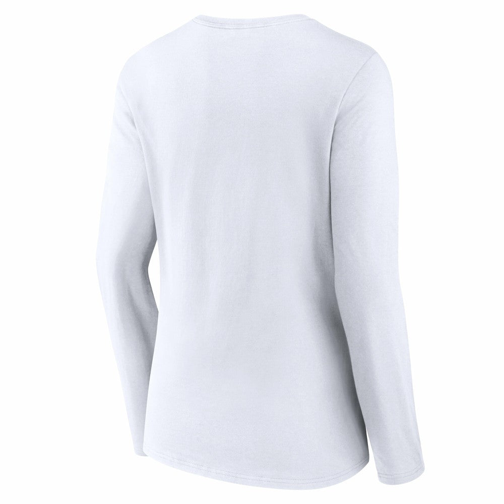 Cincinnati Reds Women's Team Lockup Long Sleeve V-Neck T-Shirt White