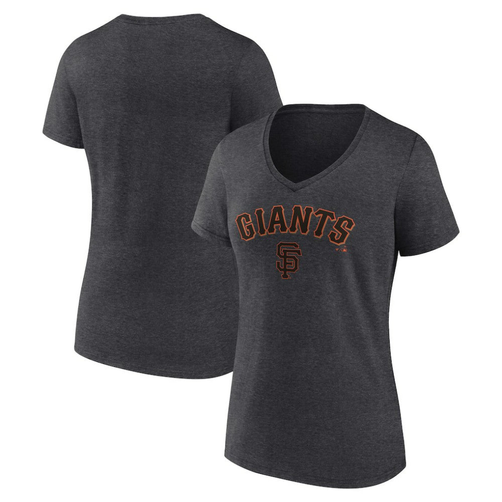 San Francisco Giants Women's Team Lockup V-Neck T-Shirt Charcoal