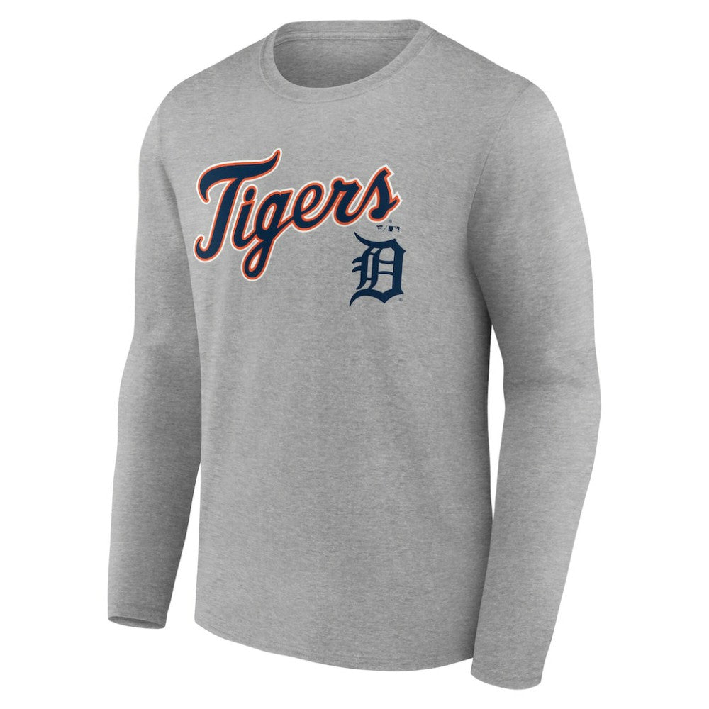 Detroit Tigers Team Lockup Long Sleeve T-Shirt Gray