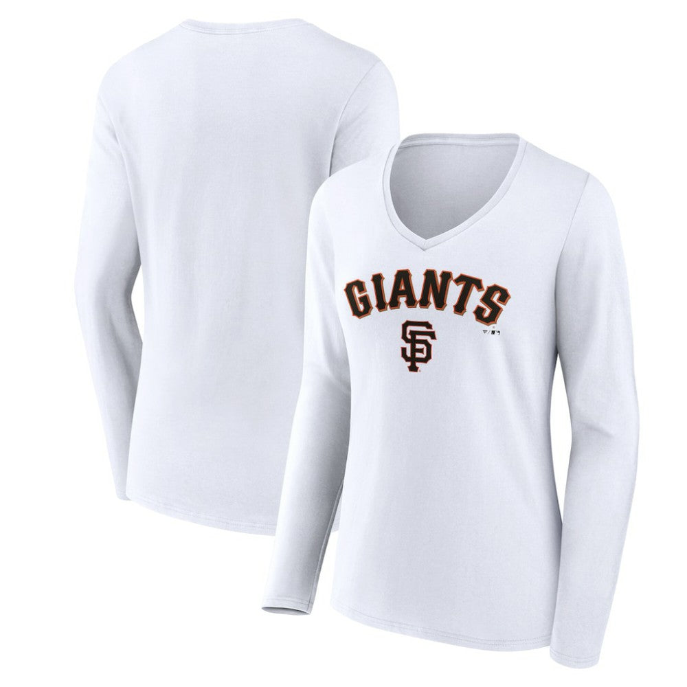 San Francisco Giants Women's Team Lockup Long Sleeve V-Neck T-Shirt White