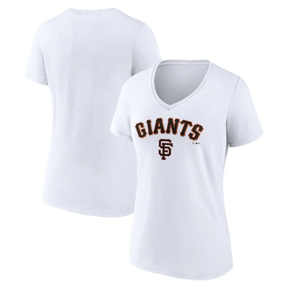 San Francisco Giants Women's Team Lockup V-Neck T-Shirt White