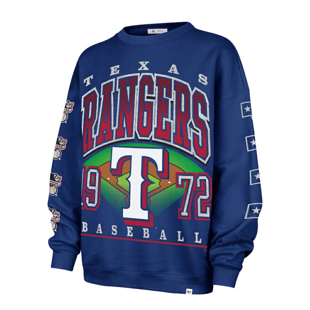 Texas Rangers Women's Trendy Team Go Big Oversized Sweatshirt Royal