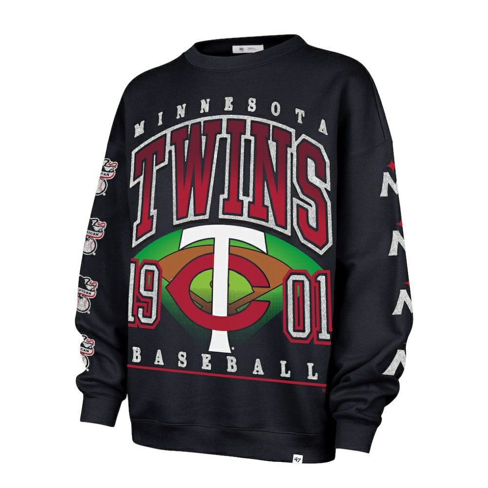Minnesota Twins Women's Trendy Team Go Big Oversized Sweatshirt Navy