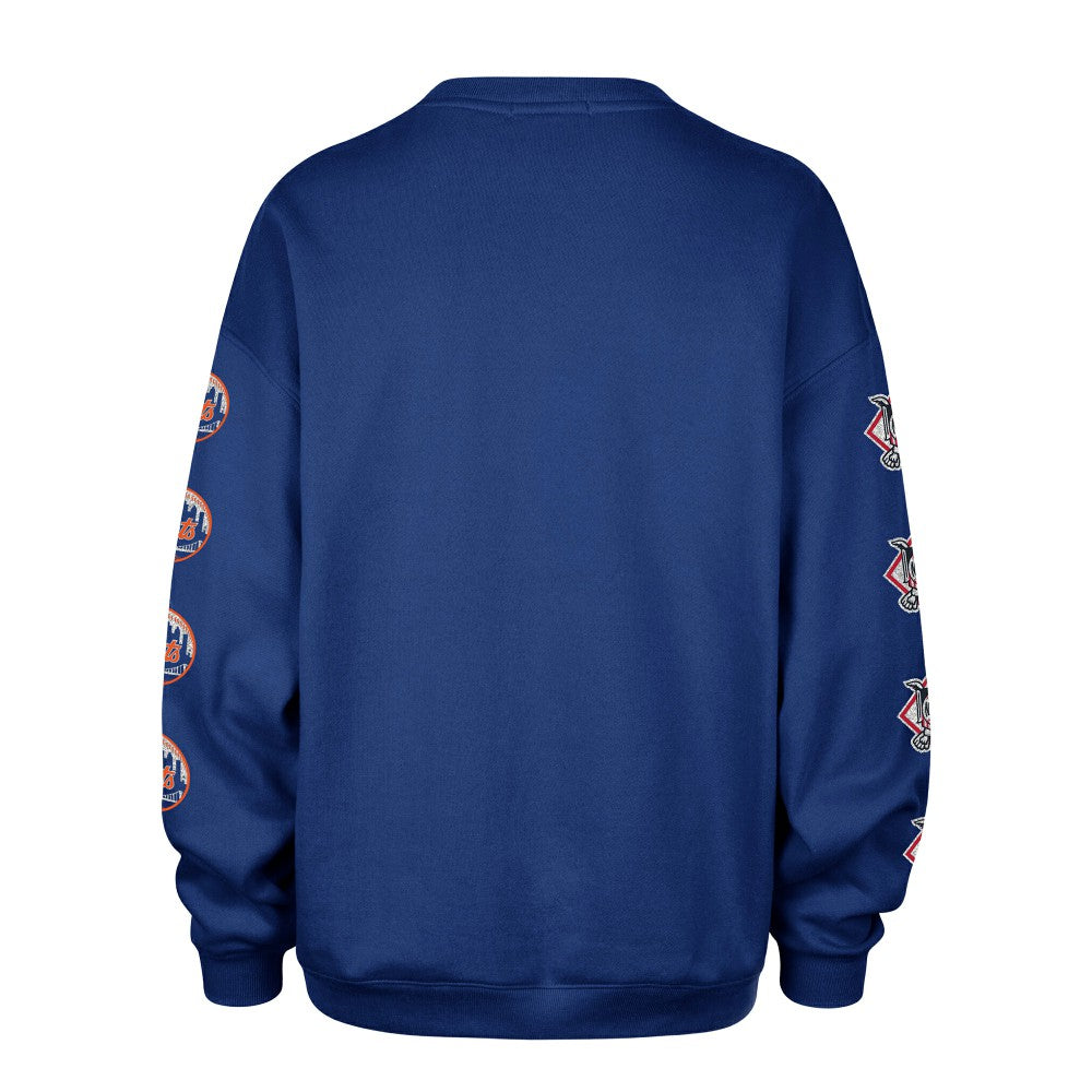 New York Mets Women's Trendy Team Go Big Oversized Sweatshirt Royal