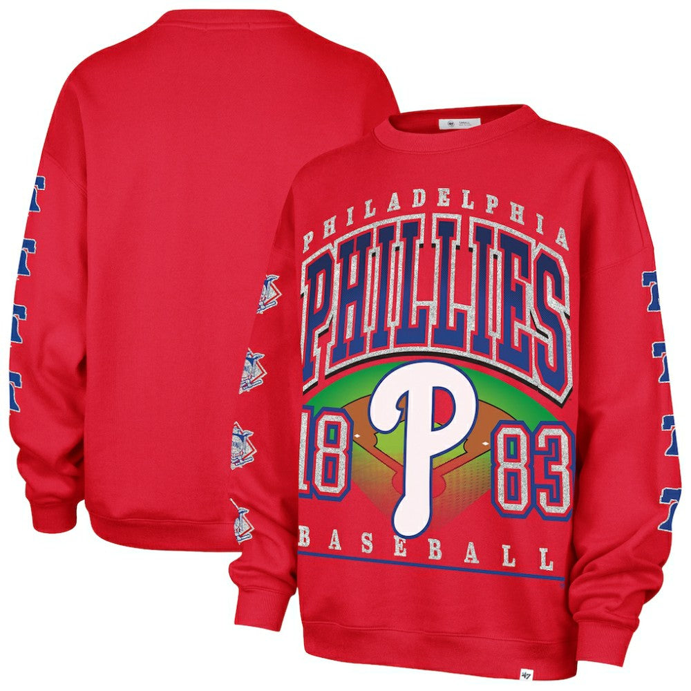 Philadelphia Phillies Women's Trendy Team Go Big Oversized Sweatshirt Red