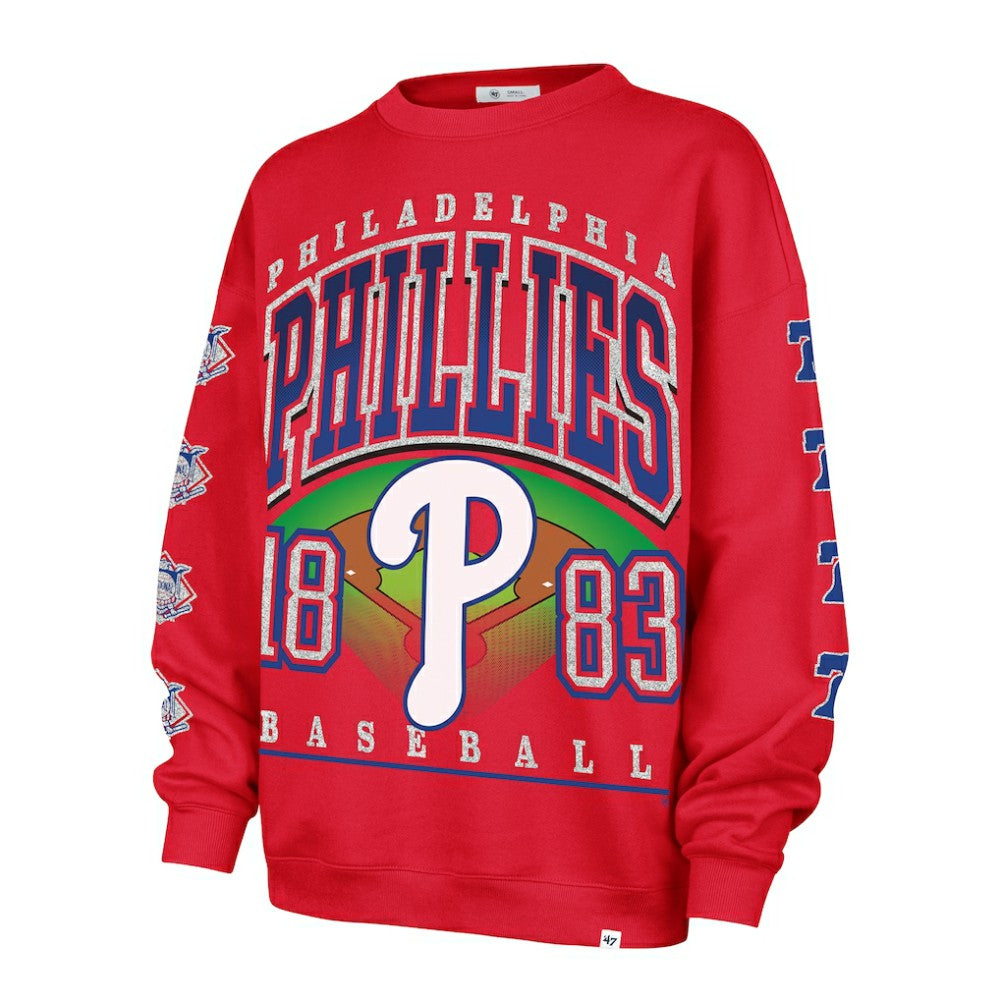 Philadelphia Phillies Women's Trendy Team Go Big Oversized Sweatshirt Red