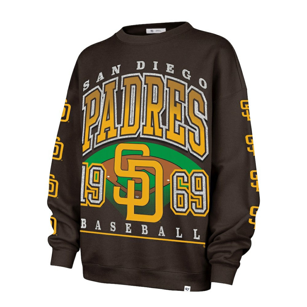 San Diego Padres Women's Trendy Team Go Big Oversized Sweatshirt Brown