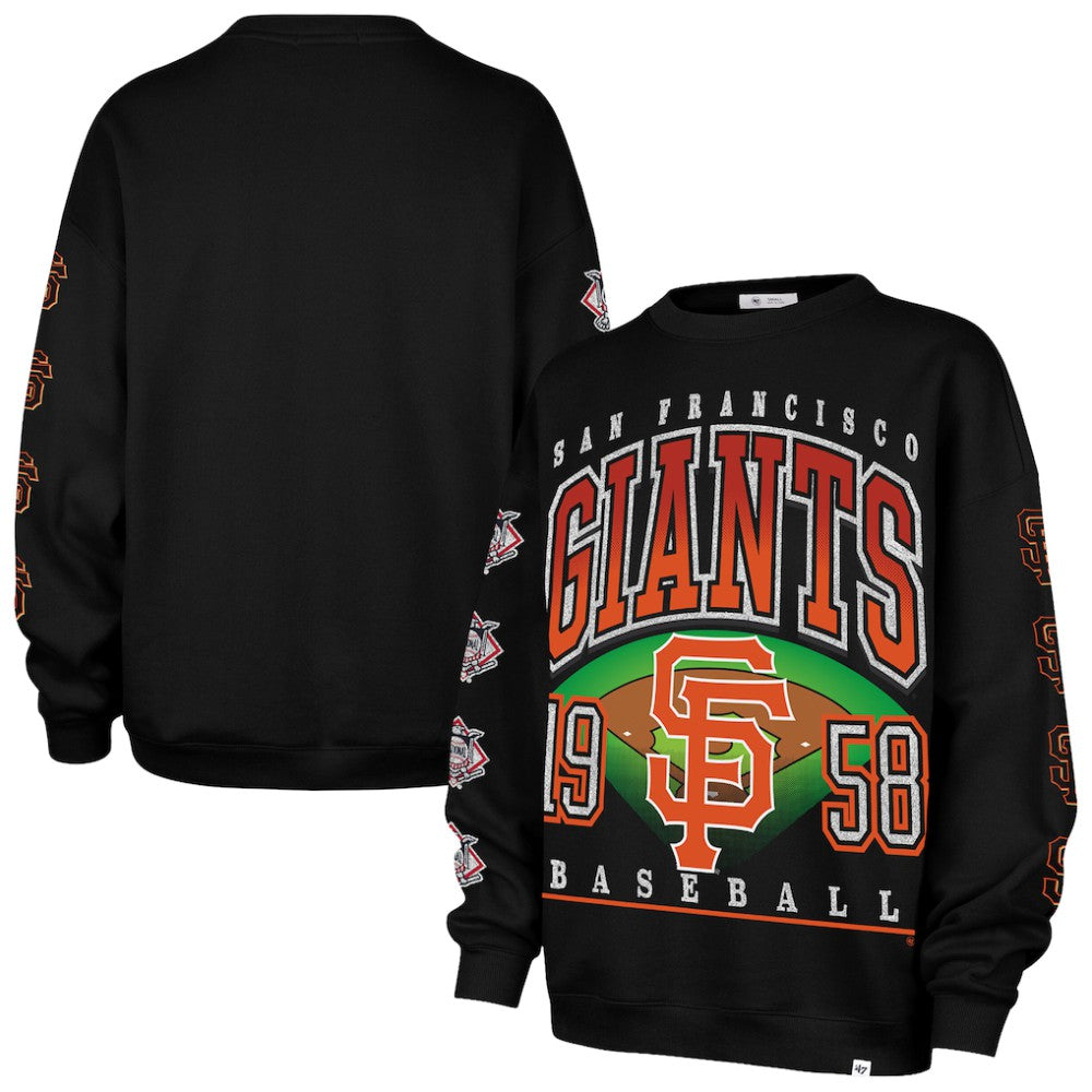 San Francisco Giants Women's Trendy Team Go Big Oversized Sweatshirt Black
