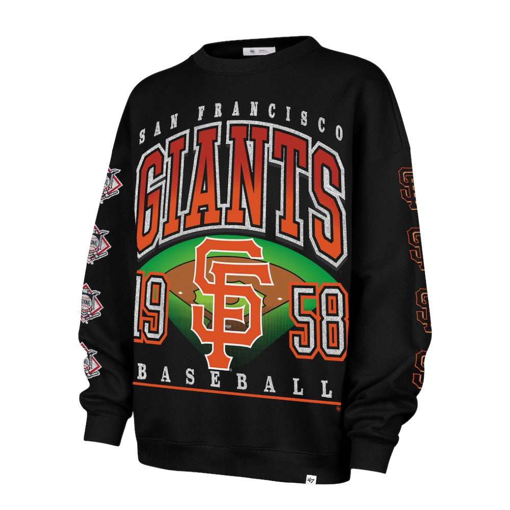 San Francisco Giants Women's Trendy Team Go Big Oversized Sweatshirt Black