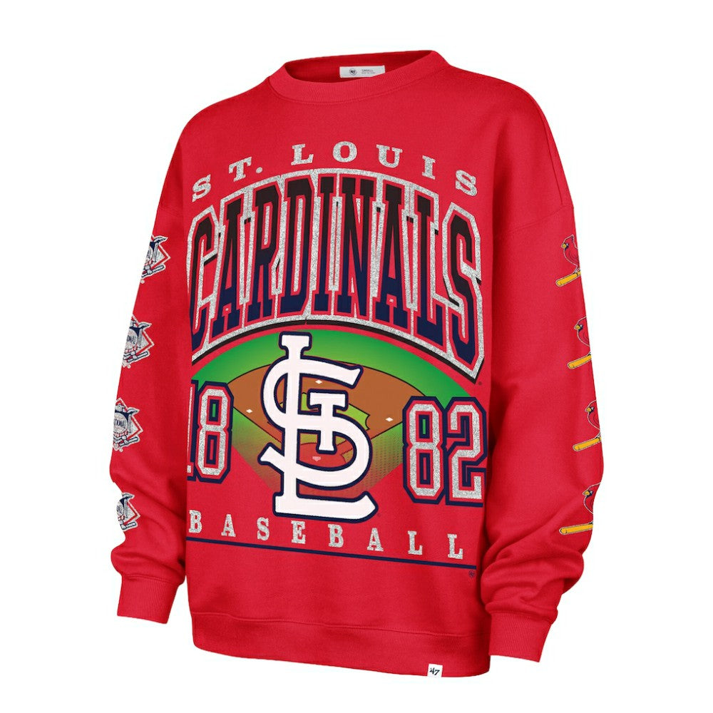 St. Louis Cardinals Women's Trendy Team Go Big Oversized Sweatshirt Red