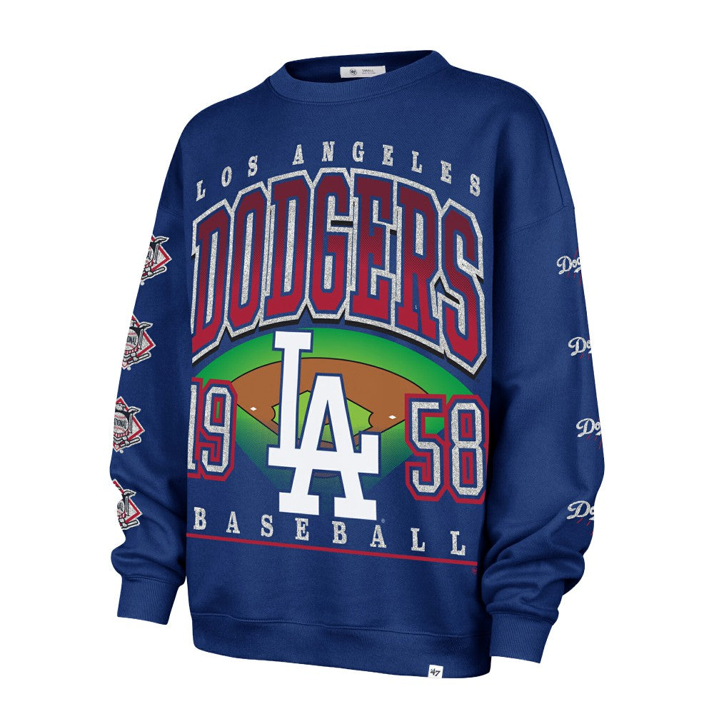 Los Angeles Dodgers Women's Trendy Team Go Big Oversized Sweatshirt Royal