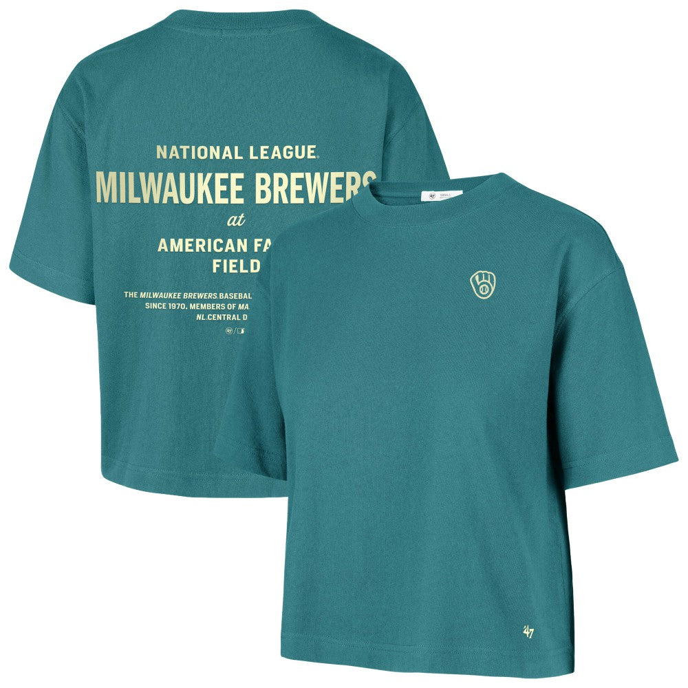 Milwaukee Brewers Women's Contemporary Basics Leon City T-Shirt Teal