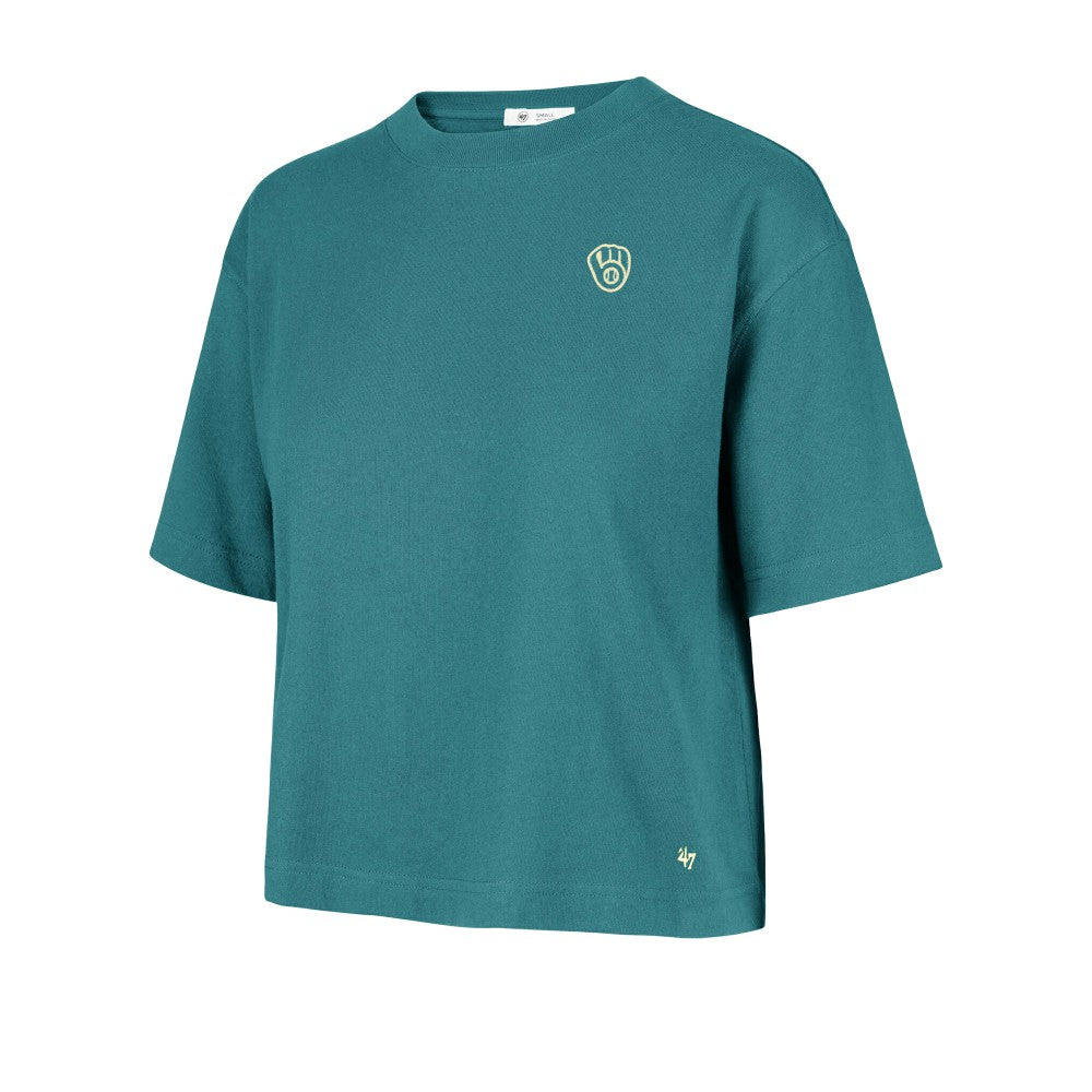 Milwaukee Brewers Women's Contemporary Basics Leon City T-Shirt Teal